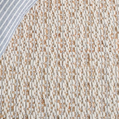 SAFAVIEH Area Rug 4x6 - Natural Fiber Collection - Natural & Silver, Handmade Jute & Wool, Ideal for Living Room, Bedroom, Dining Space (NFB225G) - color: Natural/Silver, size: 4' x 6' (Rectangular)