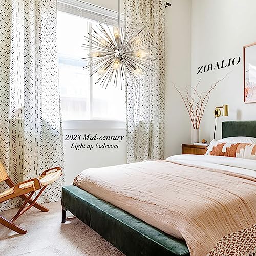 20" Modern Nickel Sputnik Chandelier 9-Lights Mid-Century Modern Starburst Chandelier Vintage Chrome Solid Metal Sputnik Chandeliers for Dining Room, Living Room, Bedroom, Kitchen, E12 - color: Nickel 20" 9-Light