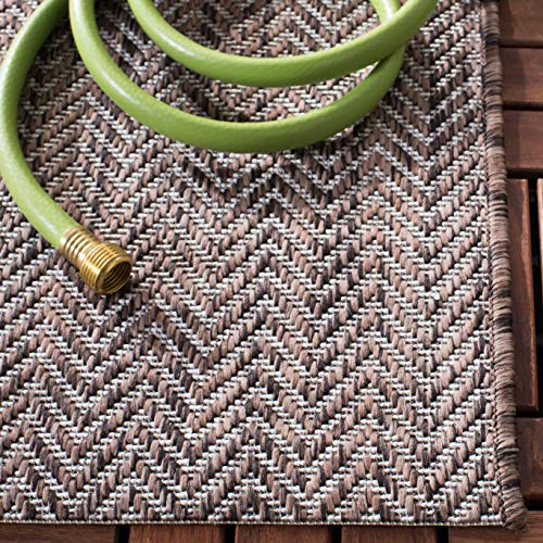 SAFAVIEH Outdoor Accent Rug 2'3"x5' - Courtyard Collection - Coastal Design, Brown & Beige, Durable & Easy Cleaning, Ideal for Patio, Entryway, Mudroom, Backyard (CY8022-36321) - color: Brown/Beige, size: 2'3" x 5' (Rectangular)