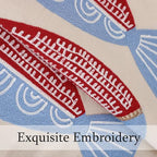 LUOYEHK Summer Embroidered Throw Pillow Covers 18x18 Inch Pack of 2 Coastal Canvas Beach Cushion Covers for Couch Sofa Bed Living Room (Red Fish) - color: A Pair of Seahorses
