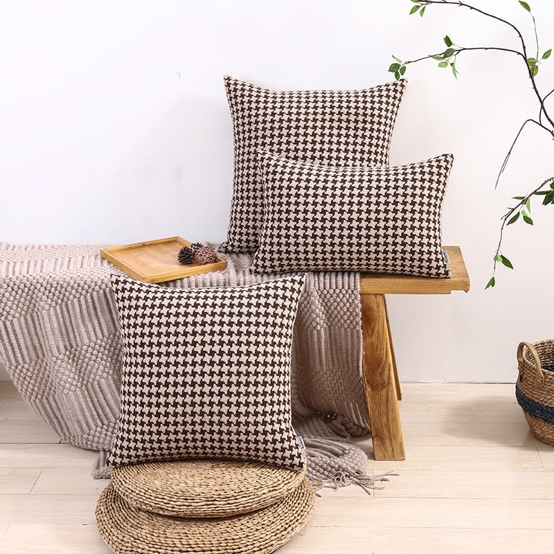 The Perfect Combination of AMAROTI Coffee Color and Gray, Exquisite Windmill Texture Pattern, 18X18 inch Farmhouse Living Room Sofa More Upscale Enjoy Jacquard Craft and Velvet Texture Fabric - color: Coffee Pattern and Gray Pattern, size: 18" x 18" (Pack