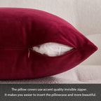 MIULEE Pack of 2 Velvet Soft Solid Decorative Lumbar Rectangle Throw Pillow Covers Cushion Case Home Decor for Sofa Couch Bedroom Car 12x20 Inch Wine Red