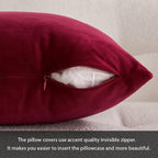 MIULEE Pack of 2 Velvet Soft Solid Decorative Throw Pillow Covers Burgundy Pillowcases for Sofa Bedroom Couch Car,18x18 Inch Wine Red