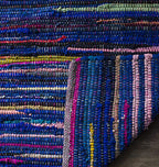 SAFAVIEH Rag Rug Collection Accent Rug - 3' x 5', Blue & Multi, Handmade Boho Stripe Cotton, Ideal for High Traffic Areas in Entryway, Living Room, Bedroom (RAR240B)