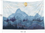 EMMTEEY Mountain Tapestry Wall Hanging Mountains Trees with Gold Sun Wall Hanging Tapestry 92.5X70.9 Large Wall Art for Bedroom Christmas Backdrop Home Wall Decor