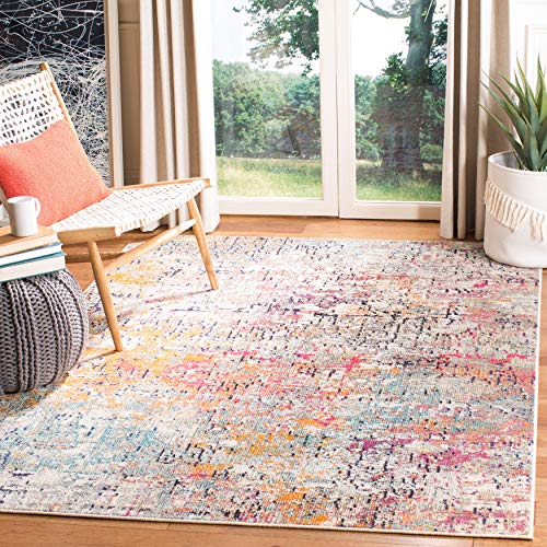 SAFAVIEH Madison Collection Accent Rug - 2'2" x 4', Grey & Pink, Modern Abstract Design, Non-Shedding & Easy Care, Ideal for High Traffic Areas in Entryway, Living Room, Bedroom (MAD460A) - color: Grey/Pink, size: 2'2" x 4' (Rectangular)