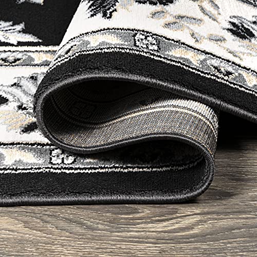 JONATHAN Y Cherie French Cottage Black/Cream Runner Rug, 2x8, Vintage, Bohemian, Easy-Cleaning for Living Room, Bedroom, Kitchen, Pet Friendly, Non-Shedding (MDP505D-28) - color: Black/Cream, size: 2' x 8' (Runner)