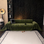 ROOMLIFE Green Couch Cover 3 Cushion Sofa, Washable Non Slip Furniture Sofa Protector Cover, Soft Chenille Sofa Slipcovers Sectional L Shape Dogs Couch Cover Throw Blanket with Tassels 71''X118''