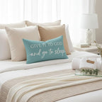 Decorative Throw Pillow Covers 12x20 Inch Set of 2 – Turquoise Christian Lumbar Pillowcase – Give It to God and Go to Sleep/Relax God’s Got This – Beach Faith Bedroom Bed Decor
