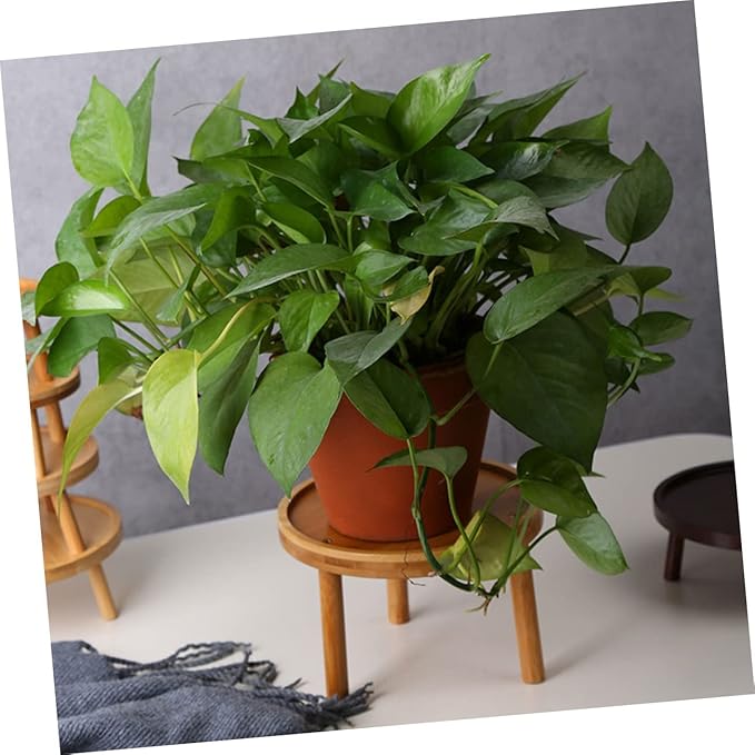 Happyyami Boho Room Decor Wooden Planter Stand for Home Flower Pot Holder Vase Display St