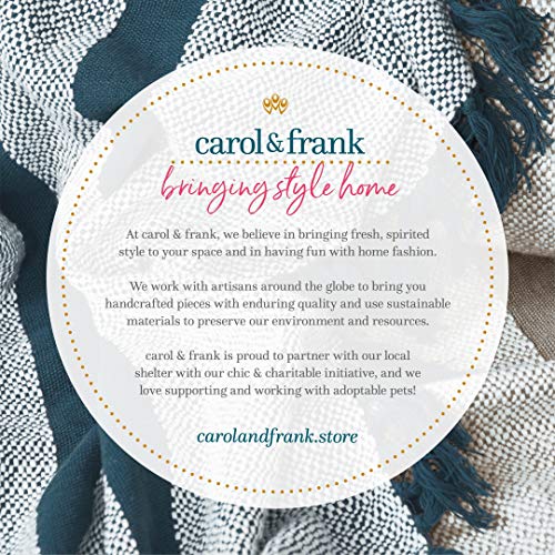 carol & frank Lily Sage Geometric Accent Throw Pillow w/White Tassel Fringe 18" x 18" All Seasons Springtime Spring Home Living Room Sofa Couch Chair Bed Bedroom Premium Luxury Decor Decoration 18" x