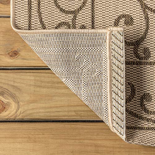 JONATHAN Y Vintage Filigree Indoor Outdoor Area Rug 3X5 Beige/Brown, Charleston Textured Weave for Backyard, Patio, Porch, Easy-Cleaning, High Traffic, Pet-Friendly, Non-Shedding (SMB106A-3) - color: Beige/Brown, size: 3'1" x 5' (Rectangular)
