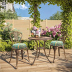 FUNHOME Outdoor Round Bistro Seat Cushions with Ties, Fluffy Tufted Patio Chair Pads 15"x15"x4", Set of 2 Water-Resistant Round Outdoor Chair Cushions for Home Garden Cyan Circle - color: Green Circle