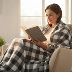 MACEVIA Flannel Fleece Throw Blanket for Couch, Buffalo Plaid Blanket Gray and White, Lightweight Cozy Soft Blanket for Bed Sofa 260GSM, Suitable for All Seasons (Gray White Checkered,60x50inches)