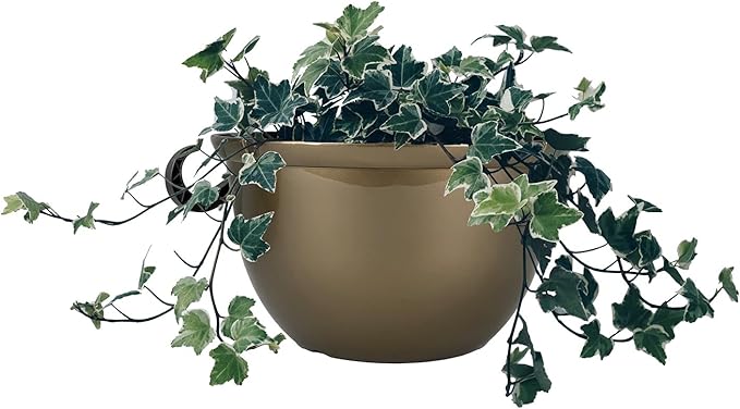 The HC Companies 11 Inch Hanging Metallic Planter - Round Hanging Basket for Indoor Outdoor Plants, Bronze