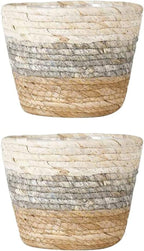 Operitacx Handmade Sea Grass Plant Basket 2 Pack Decorative Flower Holder Baskets for Home