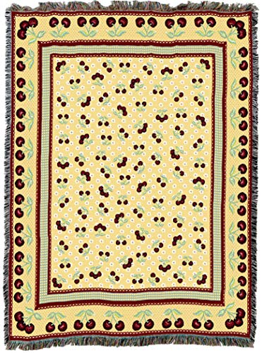 Pure Country Weavers Cherries Jubilee Blanket - Garden Floral Gift Tapestry Throw Woven from Cotton - Made in the USA (72x54) - color: Cherries Jubilee