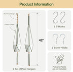 2 Packs Macrame Plant Hanger Colored Braided Polyester Rope Outdoor Indoor Adjustable Hanging Planter for up to 10 Inch Plant Pot Modern Boho Home Decor (Forest Green/Burnt Orange)