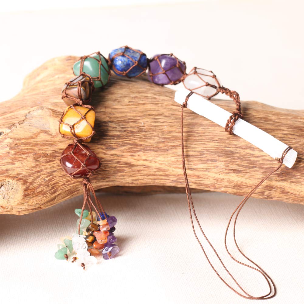 Handmade Crystal Window Car Hanging Ornaments 7 Chakra Home Decoration Feng Shui Ornament Car Decoration Christmas Decorations Ornaments (Chakra-Gypsum) - color: A-style 10