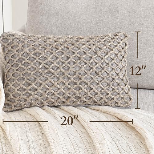 Boho Living Jada Decorative Throw, Includes Accent, Premium Woven Design, Living Room Décor, (1) 12" x 20" Pillow Cover with Insert, Grey - color: Grey, size: (1) 12" x 20" Pillow Cover With Insert