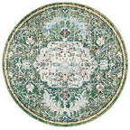 SAFAVIEH Madison Collection 3' Round Green / Turquoise MAD447Y Boho Chic Medallion Distressed Non-Shedding Dining Room Entryway Foyer Living Room Bedroom Area Rug - color: Green/Turquoise, size: 3' (Round)