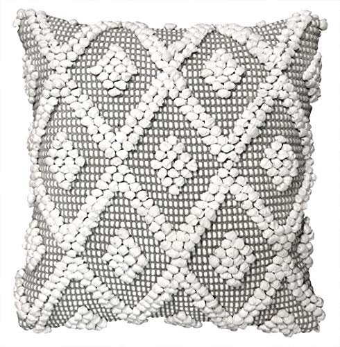 Lush Decor Adelyn Decorative Throw Pillow Cover, 20" W x 20" L, Gray - Square Pillow - Gray Diamond Pillow - Textured Pillows - Hygge Decor - Farmhouse Throw Pillows For Bed, Couch, Or Chair - color: Gray