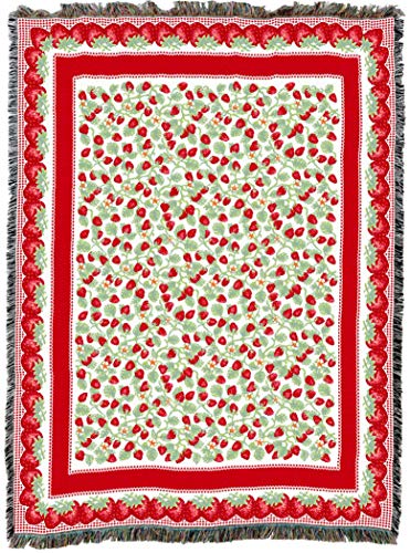 Pure Country Weavers Strawberry Festival Blanket - Garden Floral Gift Tapestry Throw Woven from Cotton - Made in the USA (72x54) - color: Strawberry