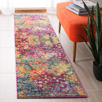 SAFAVIEH Madison Collection Runner Rug - 2'2" x 22', Fuchsia & Gold, Boho Abstract Distressed Design, Non-Shedding & Easy Care, Ideal for High Traffic Areas in Living Room, Bedroom (MAD425D) - color: Fuchsia/Gold, size: 2'2" x 22' (Runner)