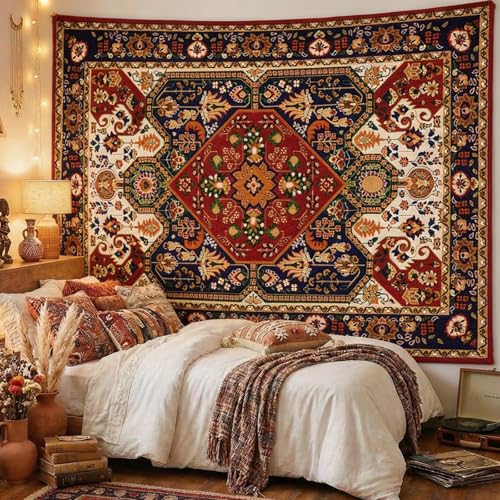 Apdidl Boho Hippie Wall Tapestry for Bedroom Aesthetic, Mandala Indian Bohemian Tapestries Art Decor, Vintage Orange Floral Cool Vertical Wall Hanging for Living Room Dorm 36" X 48" - color: Boho Tapestry, size: 48"L x 36"W