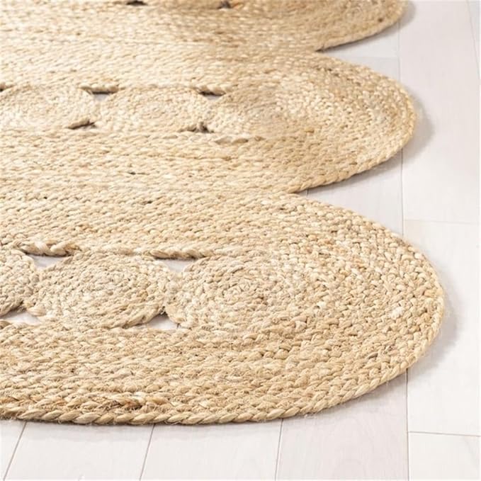 SAFAVIEH Natural Fiber Collection Area Rug - 6' Square, Natural, Handmade Farmhouse Rustic Country, Ideal for High Traffic Areas in Living Room, Bedroom (NF365B)