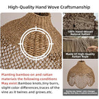 Rattan Pendant Light Fixtures,18.11" Boho Seagrass Pendant Light,3-Light Hand Woven Water Plants Rattan Chandelier for Dining Living Bedroom Kitchen Farmhouse - color: Black, size: 18.11" 3-Light