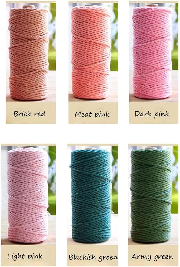 Natural Macrame Cord,3mm x109 Yard Twine String Cord Colored Cotton Rope Craft Cord for DIY Crafts Knitting Plant Hangers Christmas Wedding Décor (Army Green/Olive Green, 3mm*109yards)