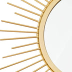 3 Pack Metal Mirrors for Wall Sunburst Wall Mirrors Home Décor Decorative Hanging Wall Art for Living Room Bedroom Entryway (Gold, Flower+Sunburst)