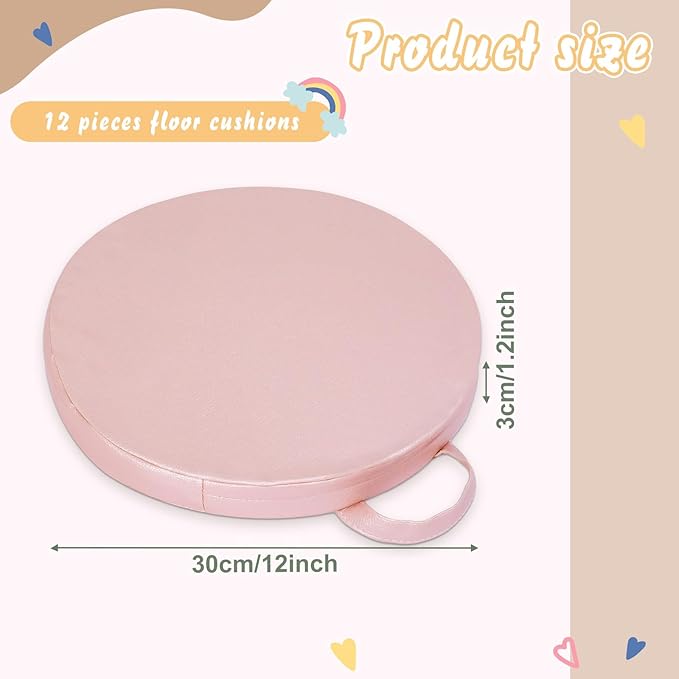 Sawysine 12 Pcs Floor Cushions Classroom Flexible Floor Seating with Handle for Kids in Home School Classroom Kindergarten Daycare Nursery (Morandi Color,Round)