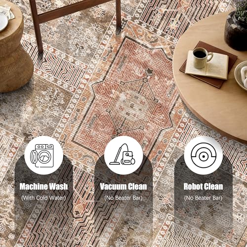 YARNSCAPE Vintage 3' x 5 ' Washable Area Rug - Stylish Indoor Rug for Living, Dining or Bedroom - Lightweight Carpet with Non-Slip Backing - Foldable for Easy Placement and Maintenance - Ivory - color: Vintage-ivory, size: 3' x 5' (Rectangular)