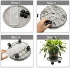 10 Inch Plant Caddy with Wheels & Water Container, 10.4" Round Plant Tray with Water Drawer, Rolling Planter Stand, for Indoor Outdoor, Bearing 110 Lbs, 2 Pack