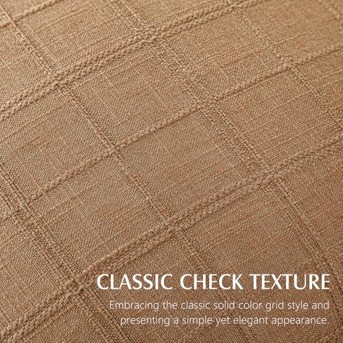 Foindtower Set of 1 Decorative Linen Check Throw Pillow Cover Neutral Farmhouse Vintage Cushion Cover Modern Boho Home Decor for Sofa Chair Couch Bedroom Living Room,16×16 Inch,Brick - color: Brick, size: 16" x 16" (Pack of 1)