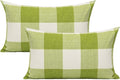 VAKADO 12x20 Inch Outdoor Green White Buffalo Plaids Decorative Lumbar Throw Pillow Cases Farmhouse Retro Checked Rectangle Cushion Covers Home Decor for Couch Sofa Set of 2