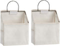 Wall-Hanging Storage Bags, Desktop Organizer Basket Cotton Linen Hanging Storage Basket for Kitchen,Bderoom,Living Room (#2 White)
