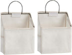Wall-Hanging Storage Bags, Desktop Organizer Basket Cotton Linen Hanging Storage Basket for Kitchen,Bderoom,Living Room (#2 White)