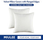 MIULEE Pure White Velvet Throw Pillow Covers 22x22 Soft Decorative Solid Square Cushion Cases Pack of 2 Modern Luxury Home Decor for Couch, Sofa, Bedroom