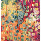 SAFAVIEH Madison Collection 5' Round Fuchsia / Gold MAD425D Boho Abstract Distressed Non-Shedding Dining Room Entryway Foyer Living Room Bedroom Area Rug - color: Fuchsia/Gold, size: 5' (Round)