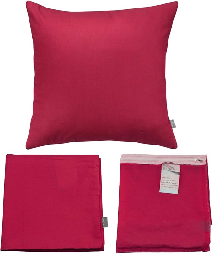 Thmyo 4-Pack 100% Cotton Comfortable Solid Decorative Throw Pillow Case, Square Cushion Cover Pillowcase Sublimation Blank Pillow Covers DIY Throw Pillowcase for Sofa(20x20 inch/ 50x50cm,Dark red)