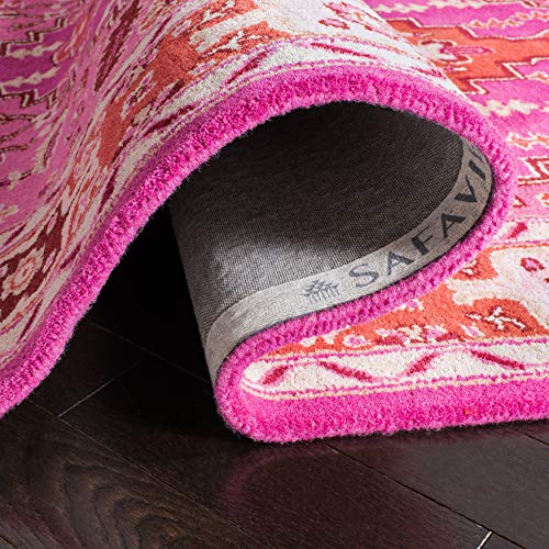 SAFAVIEH Bellagio Collection 2'3" x 7' Red / Pink BLG545B Handmade Medallion Premium Wool Runner Rug - color: Red/Pink, size: 2'3" x 7' (Runner)