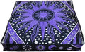 CRAFT KALA Mandala Floor Pillow Cushion Cover Seating Throw Cover Hippie Decorative Bohemian Ottoman Poufs Pom Pillow Cases Boho Indian Cotton Living Room Yoga Home Décor 35" Square Purple Burning Sun