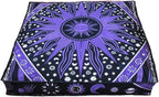 CRAFT KALA Mandala Floor Pillow Cushion Cover Seating Throw Cover Hippie Decorative Bohemian Ottoman Poufs Pom Pillow Cases Boho Indian Cotton Living Room Yoga Home Décor 24" Square Purple Burning sun
