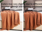 CREVENT Home Farmhouse Decor Rustic Couch Sofa Chair Bed Throw Blanket, Soft Warm Light Weight for Travelling in Spring Summer (50''X60'' Burnt Orange)