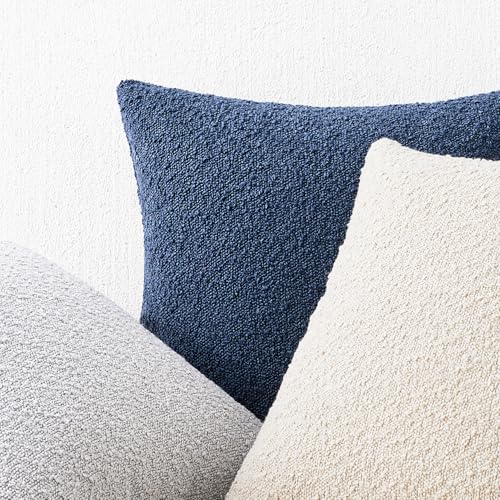 Mixhug Decorative Boucle Throw Pillow Covers, Beige, 18 x 18 Inches, Pack of 2 - Neutral Textured Boho Pillow Covers for Couch and Bed - color: Beige, size: 18" x 18" (Pack of 2)