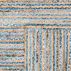 SAFAVIEH Cape Cod Collection Area Rug - 3' x 5' Oval, Natural & Blue, Handmade Flat Weave Jute, Ideal for High Traffic Areas in Living Room, Bedroom (CAP250A) - size: 3' x 5' (Oval)