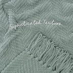 Chanasya Premium Textured Knit Throw Blanket with Tassels - Soft, Cozy Blanket for Couch, Bed, Living Room - 50" x 65” - Tan Sage - color: A(tan Sage)